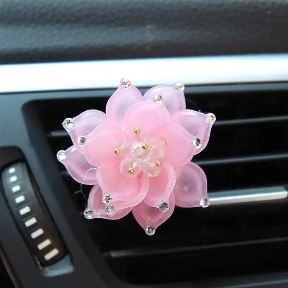 Crystal Lotus Car Air Freshener Clip Car Perfume Clip Aromatherapy Air Conditioning Vent Ornaments Car Interior Decoration