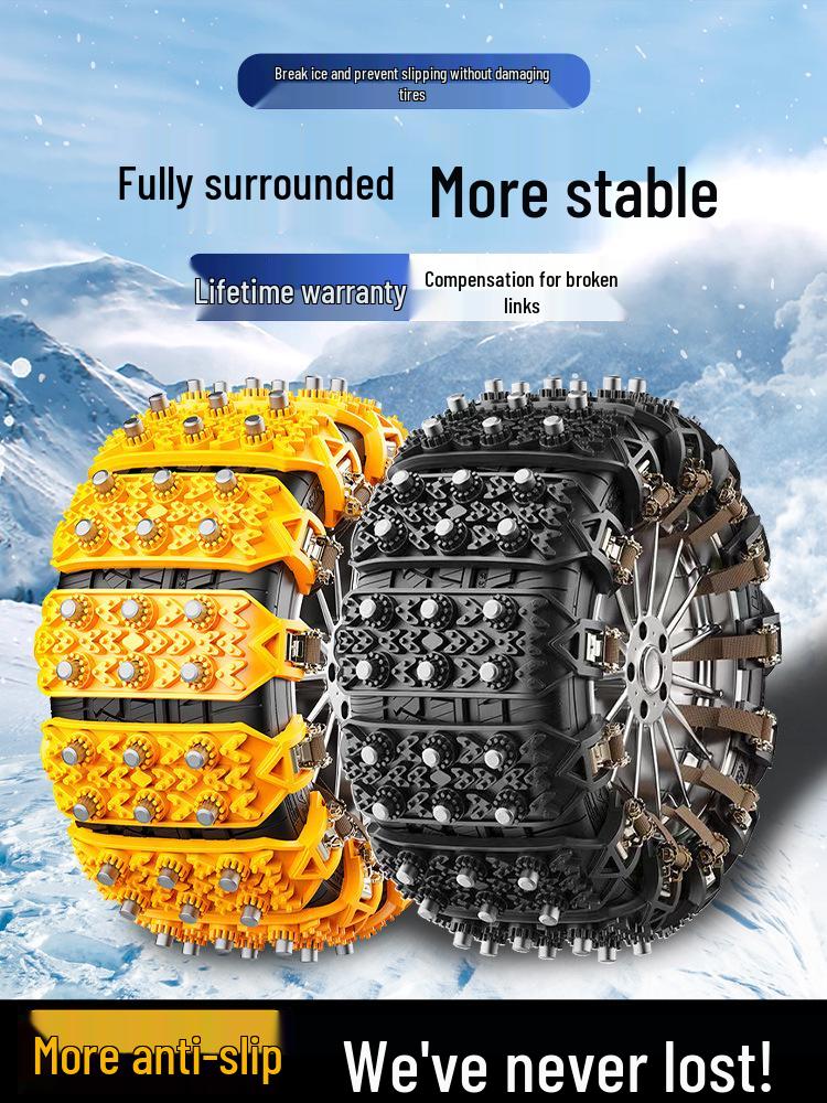 Universal Rubber Anti-Skid Tire Chains for Cars, SUVs, and Vans - Protects Tires In Winter Conditions