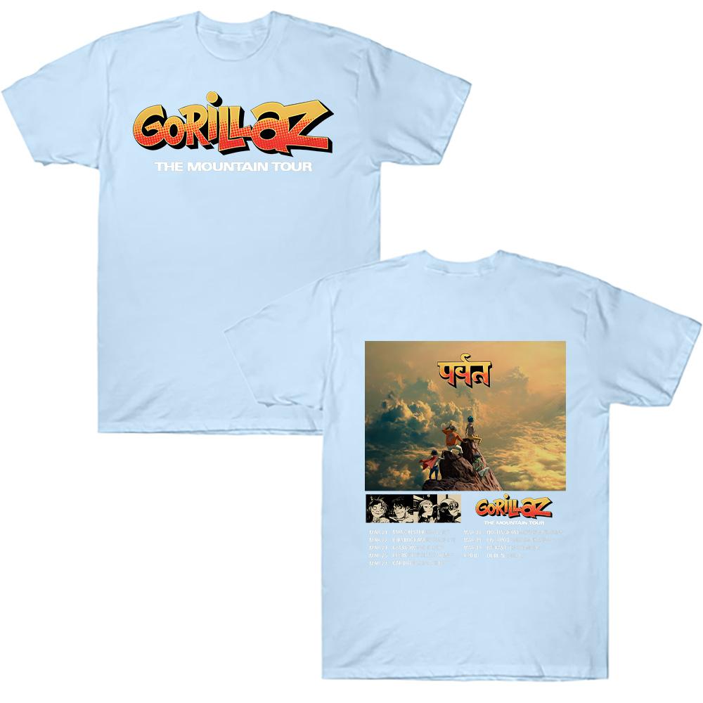 Cotton T-shirts Gorillazs The Mountain Tour Tshirt Music Band Punk Rock Y2K Tee Unisex Summer High Quality Casual Clothes