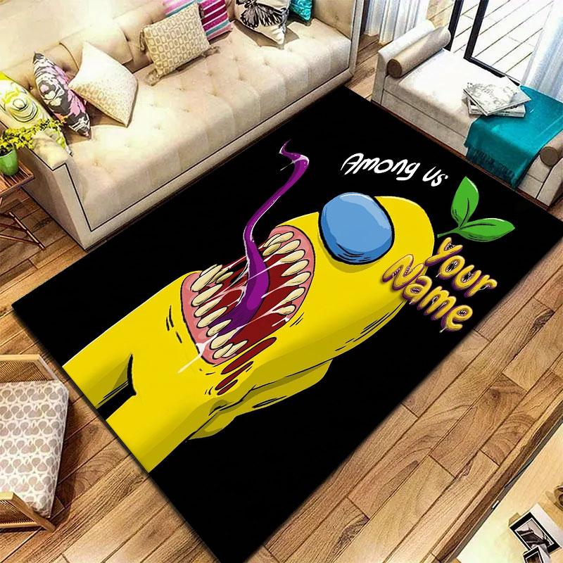 Among Us Custom Name Carpet Rug for Living Room Bedroom Home Sofa Decoration,Kids play Non-slip Floor Mat