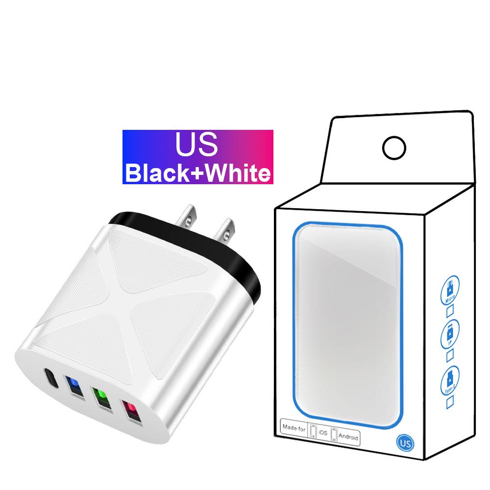 Multi-Port 5V 2.4A Reise-Ladegerät mit 3 USB- & Typ-C-Anschlüssen für EU-, US-, UK-Standards