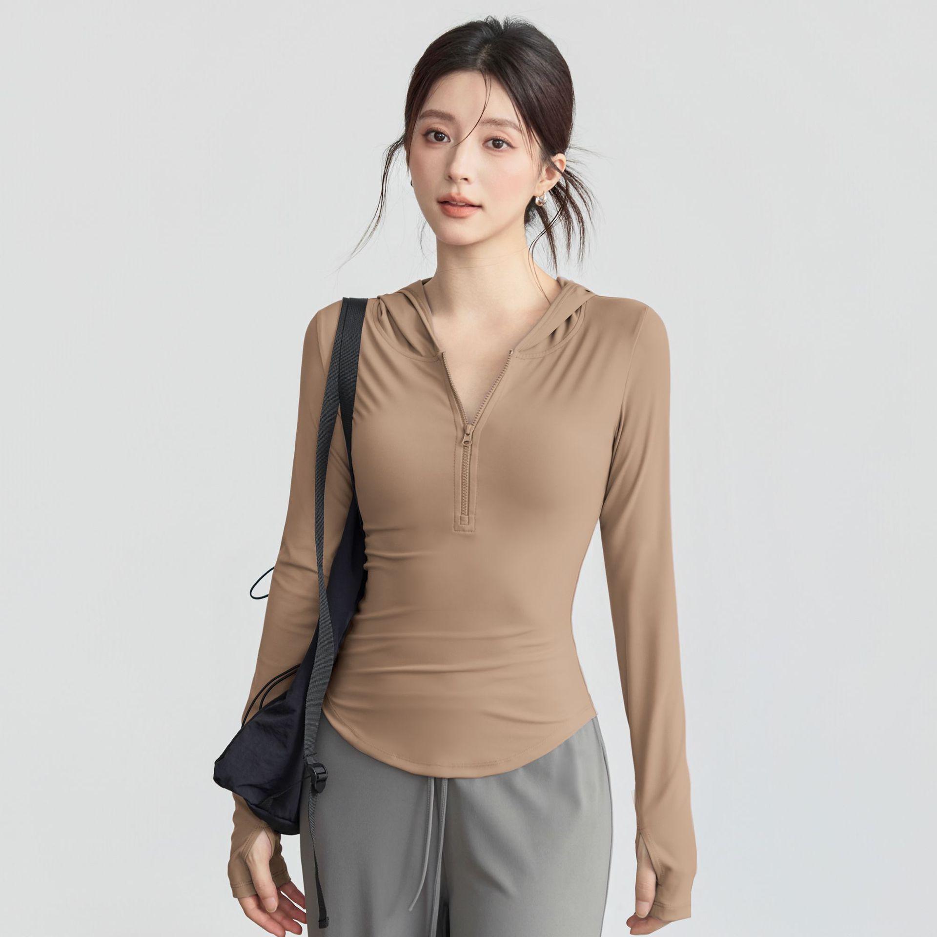 

Half-Zip Hooded Yoga Suit - High Stretch Slimming Fitness & Pilates Wear L [Recommended Weight 105-115 lbs]