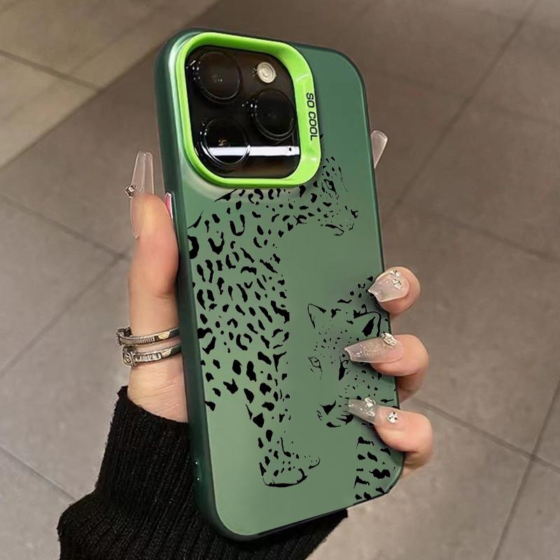 Phone Case for iPhone 15 13 14 Pro Max 11 12 Pro Mini X XR XS 7 8 Plus SE2 Fashion Pink Leopard Electroplate Hard Matte Cover