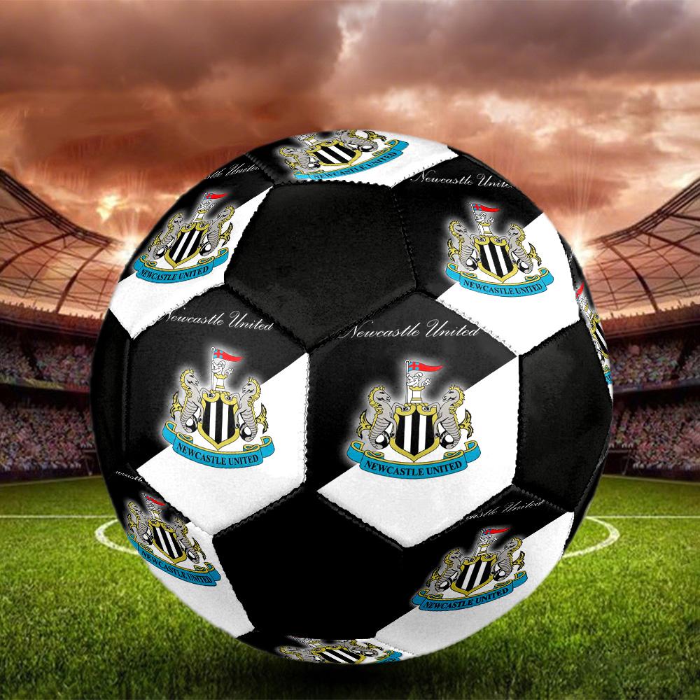 Newcastle United Logo Indoor Soccer Ball Colorful All Ages Size 5 Machine Stitched PVC Competition Ready Durable High-Bounce