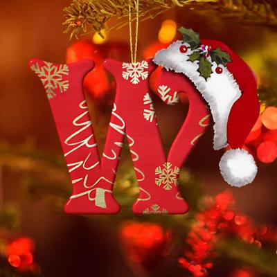 Christmas Letter Pendant Acrylic 2D Flat Letter Hanging Ornament Christmas Tree Santa Hat Letter