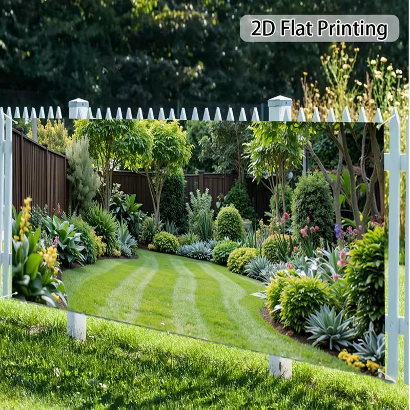 2D Green Plants and Flowers Backdrop 2D Flat Print for House and Backyard Events