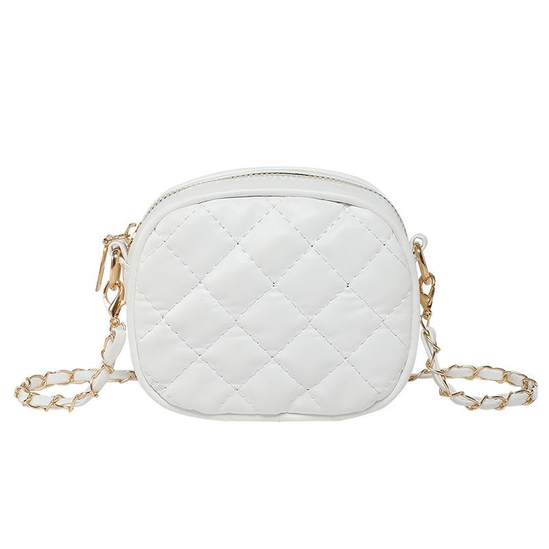 Handytasche mit strukturierter Rhombuskette, neues Nischendesign, Wechseltasche, modischer Temperament-Crossbody-Schulter-Rundbeutel