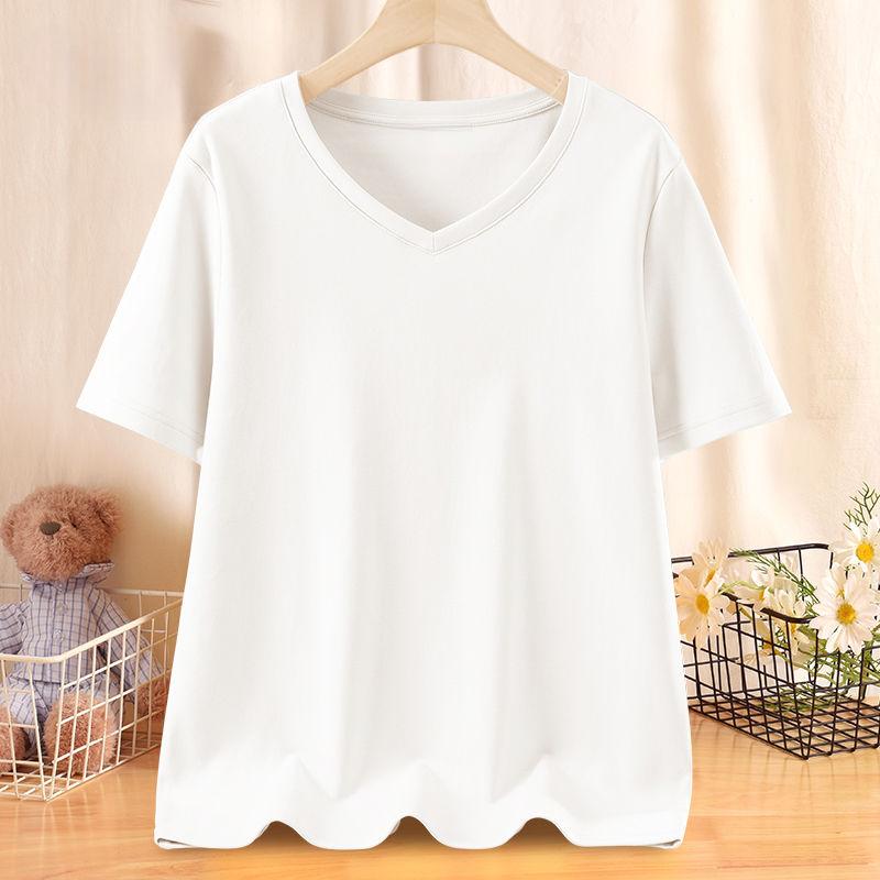 Loose-fit Summer Solid Color Short Sleeve V-neck T-shirt Women's Anti-bacterial Breathable Top Half Sleeve