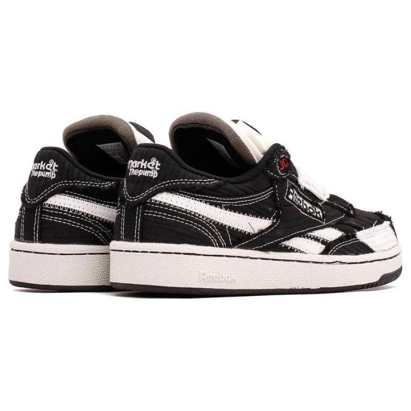 Reebok × Market Club C 85 PUMP Cano Baixo Bico Arredondado Conforto Casual Tênis de Skate Unissex Preto 100069831