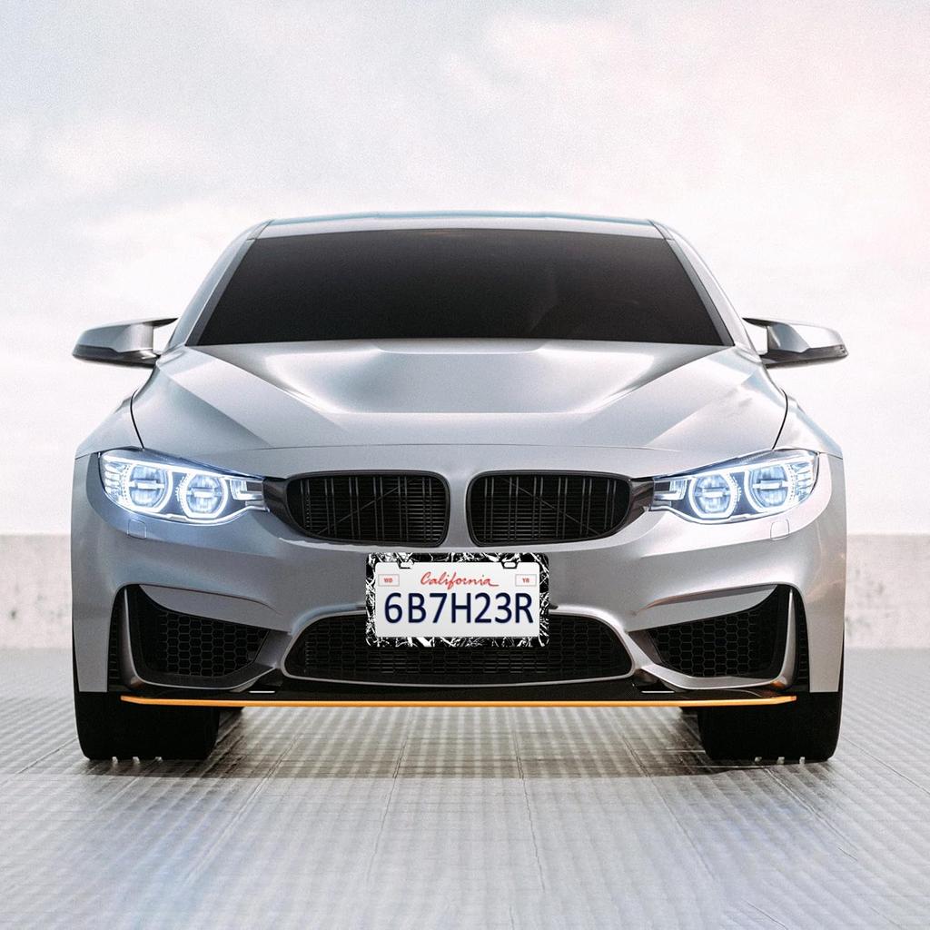 Black White Camouflage License Plate Frame Branches Trunks Camo License Plate Frames Personalise Stainless Steel Funny Design Compatible With