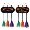 Broom Parking Sign 35.4 IN Wooden Witches Brooms Cute Witches Decoration Sign Spooky Holiday Witch Sign for Front Porch