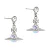 Vivienne Westwood Enamel Brass Crystal Earrings Women's Silver 8053195172863
