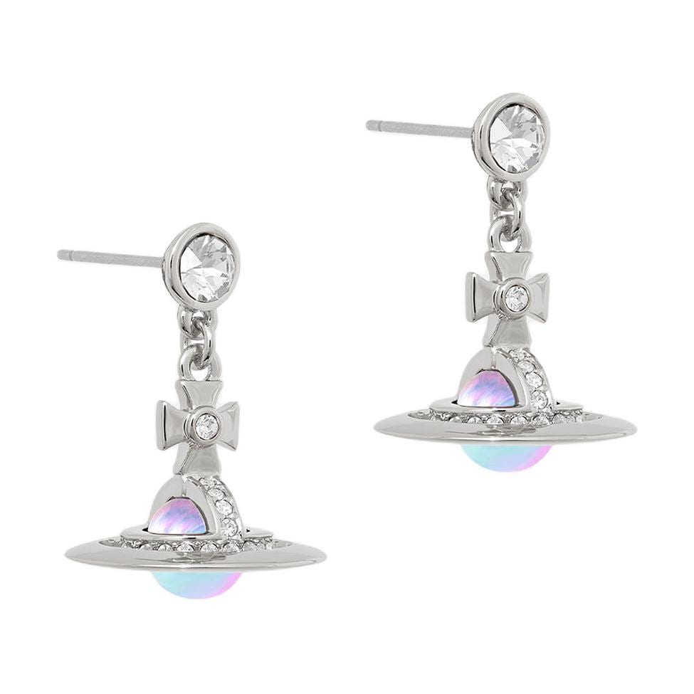 Vivienne Westwood Enamel Brass Crystal Earrings Women's Silver 8053195172863
