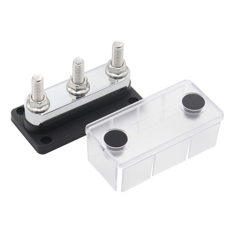 3/8" 3 Stud Power Distribution Block,Bus Bar with Cover ,High Current Wiring Stud for Marine Boats Automobiles