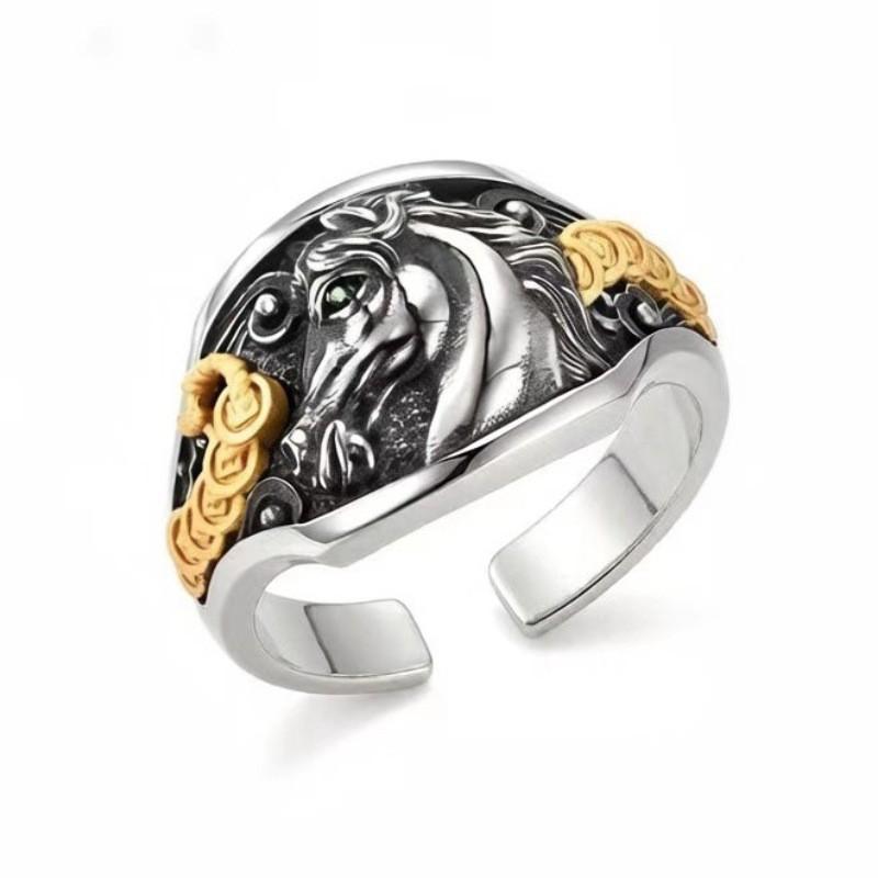 Adjustable Open Ring Men Women Vintage Horse Coin Motif Jewelry Gift 2026 Copper Plated Adjustable Open Band