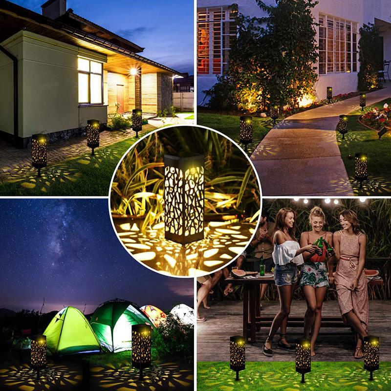 Retro Courtyard Lamps LED Solar Path Lights Hollow Projection Lamp Garden Decoration Solar Lawn Lights Outdoor Solar Lighting