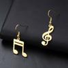 Musiknoten-Hängeohrringe für Damen Asymmetrisches Musiksymbol Edelstahl Dangle Ohrring Schmuck Musiker Musikliebhaber Geschenke