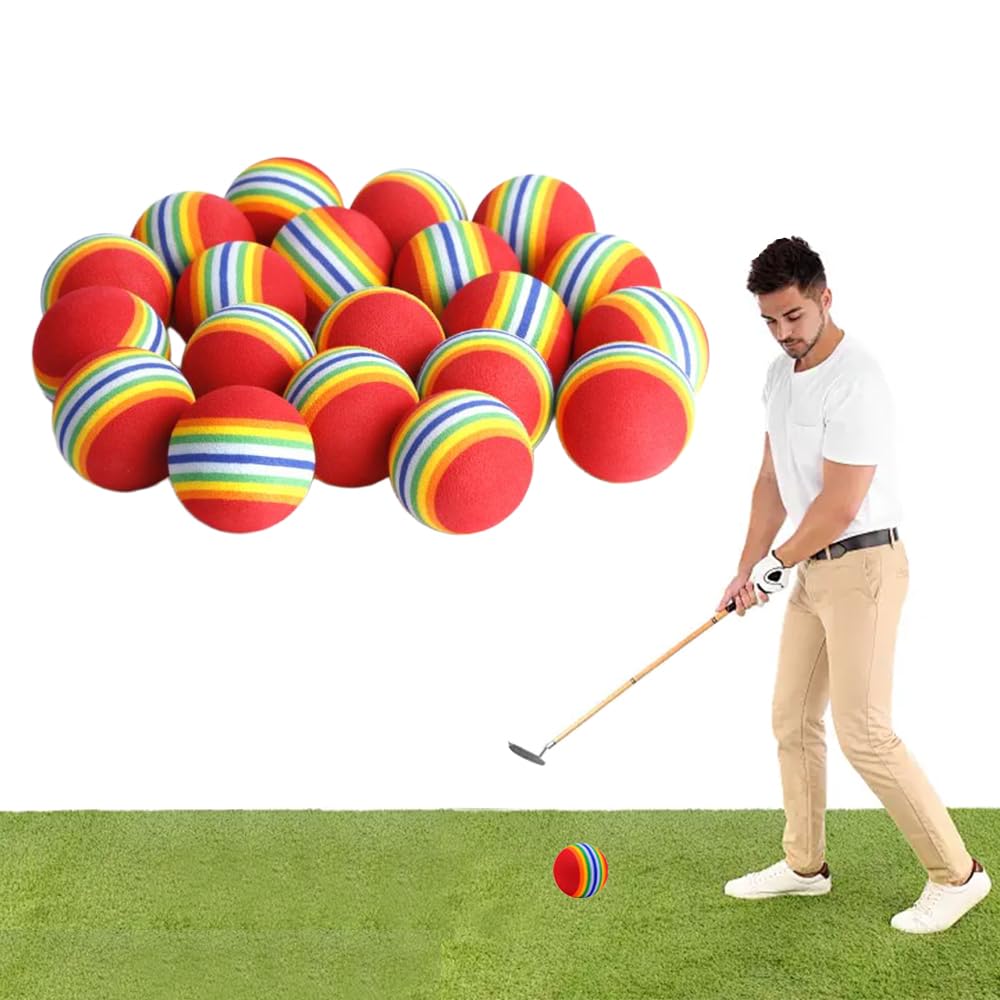 

Set of 25 Rainbow Sponge Soft for Indoor Golf Ideal for Approach Practice Balls, 42mm, EVA, Practice,
