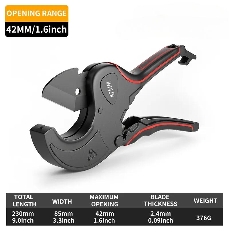 

42 - 75mm Tube Cutter with Aluminum Alloy Body & Ratchet Scissors | Perfect for PVC/PU/PP/PE Hose Cutting | Handy Hand Tool