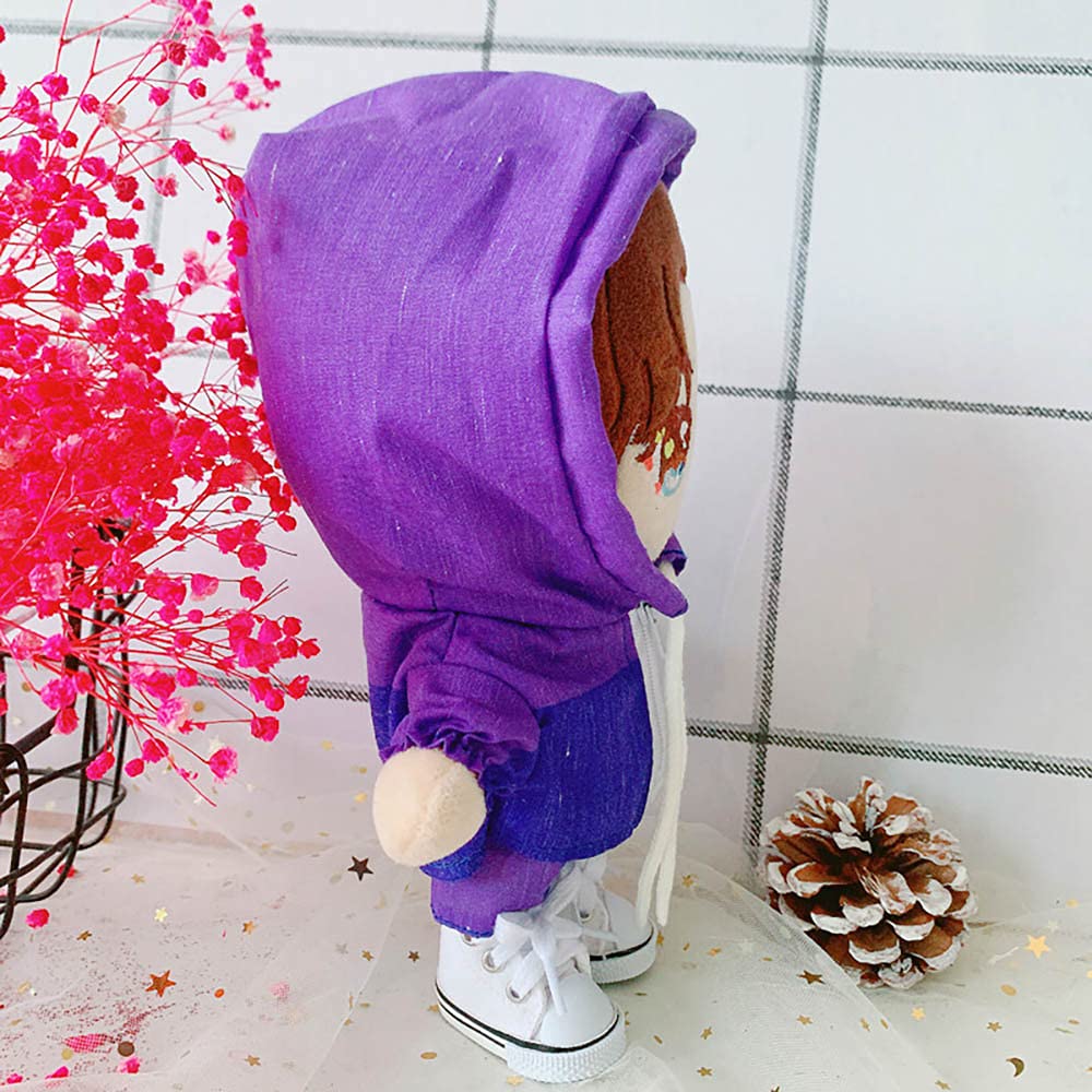 Niannyyhouse 20cm Doll Clothes Cotton Doll Clothes Jacket Shorts 2 Piece Set Hip Hop Clothes Doll Baby Clothes for Stuffed Toys Purple Dress Up +