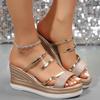 Women's Wedges Sandals Luxury Platform Slippers Sexy Open Toe Women Shoes Shiny High Heels Women Beach Shoes