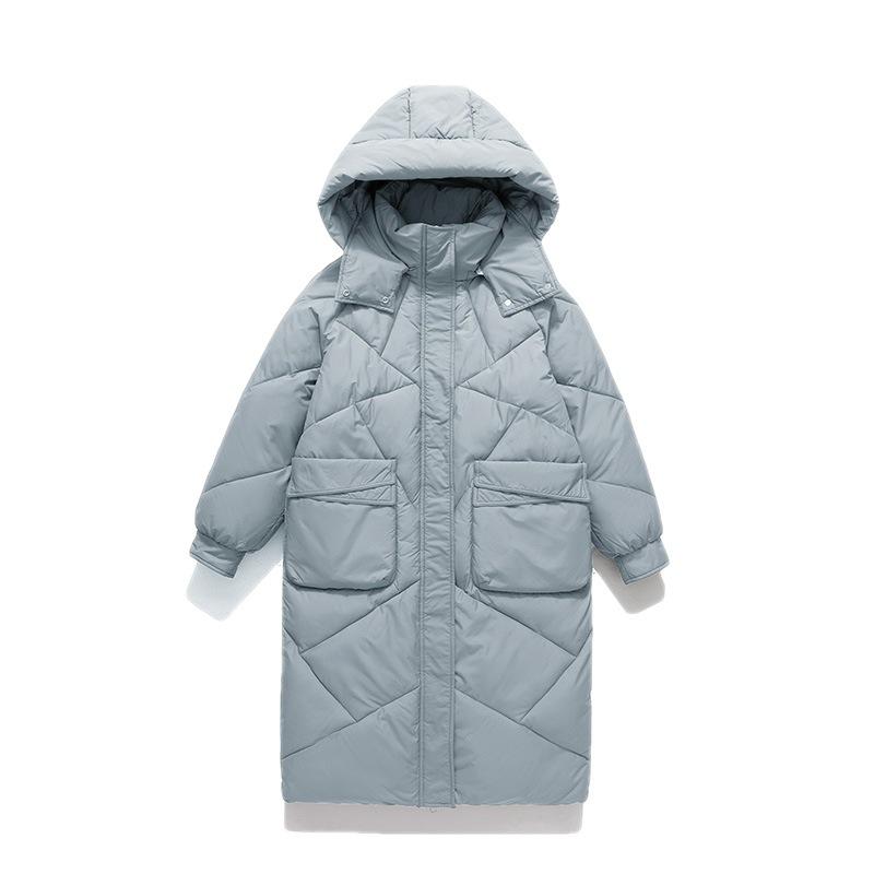 Winter New Loose Fashion Hooded Down Cotton-padded Jacket Women's Long Padded Over-the-knee Warm Coat Coat.