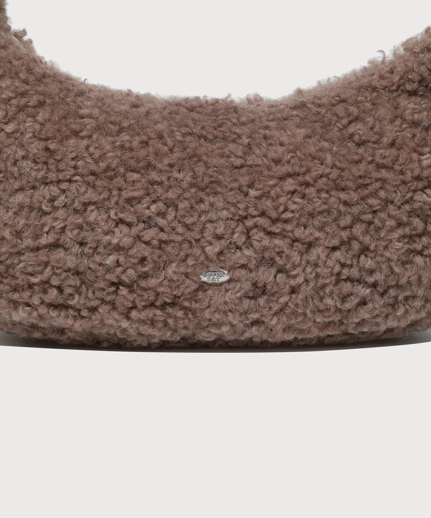Covernat Woman Clover Heart Fluffy Hobo Bag Brown