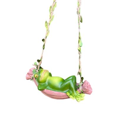 Resin Hanging Sleepings Frogs Figurines Swing Frogs Statue Garden Decors Landscape Decors Animal Figurines Sculptures