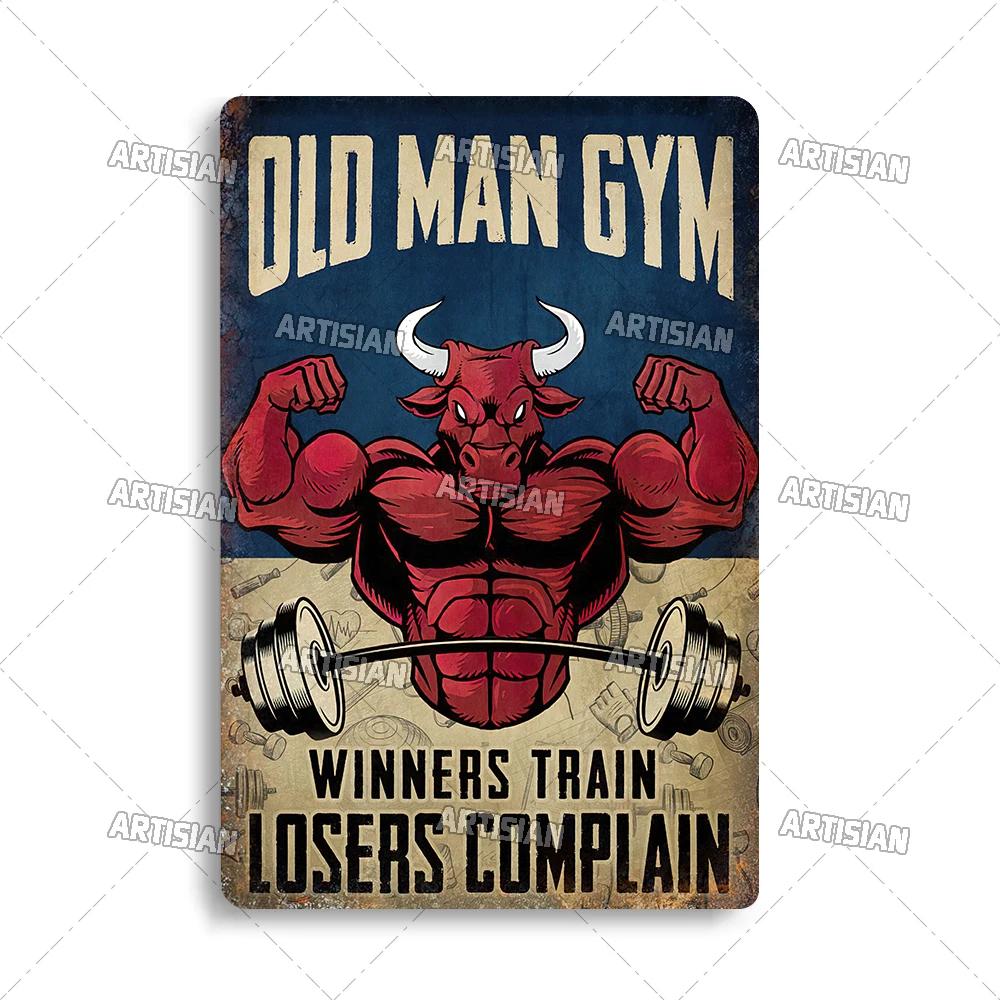 ARTISIAN Weathered Gym Club Metal Tin Sign Vintage Decorative Plate Rusty Sport Metal Poster Man Cave Club Studio Wall Decor