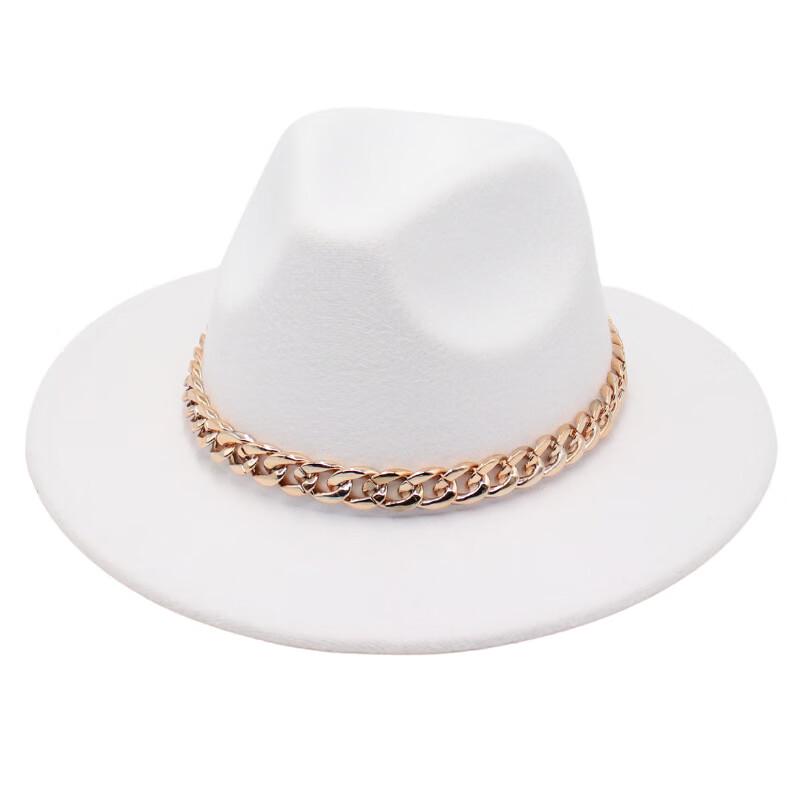 Унисекс Шерстяной Фетровый Джазовый Федора с Декором Цепью 3