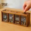 Clear Acrylic Cash Organizer Wooden Piggy Bank with 4 Compartments, Transparent Money Box, Saving Box for Kids Wall Mounting Coin Container Financial