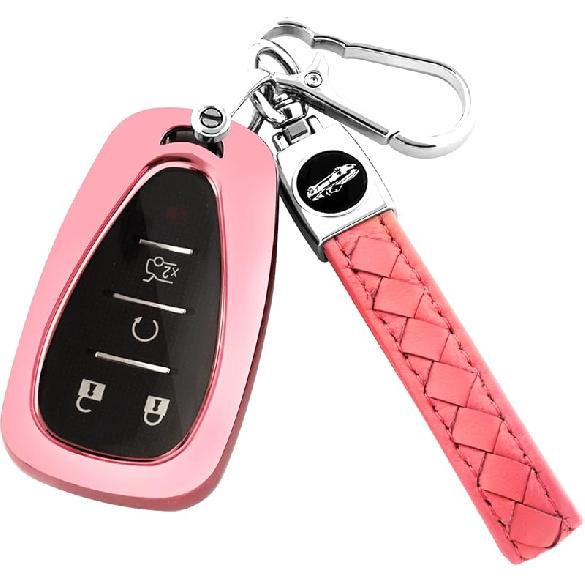 For Chevy Key Fob Cover With Keychain,Soft TPU Full Protector Key Shell Case For Chevy Malibu Camaro Equinox BlazerTraverse Cruze Sonic Volt Spark