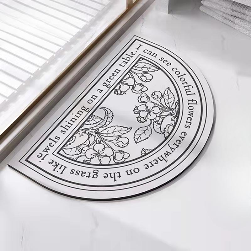 Tapis de sol demi-rond pour porte d'entrée de style français, luxe léger, tapis de porte de luxe pour pieds sales, peut être nettoyé par essuyage, tapis de maison 80 * 120Cm