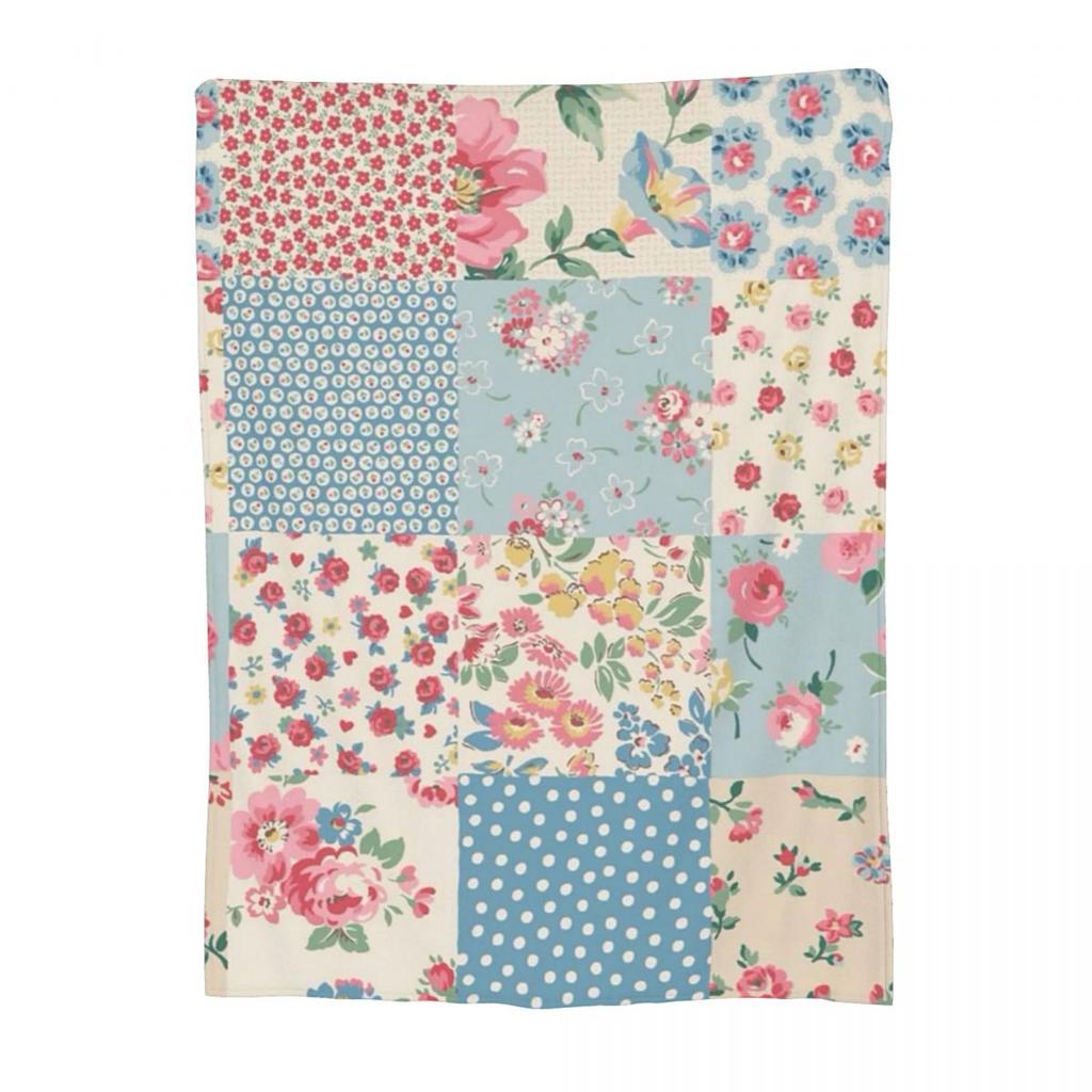 Patchwork Quilt By Tea With Xanthe Blanket Soft Warm Flannel Throw Blanket Bedding for Bed Living Room Picnic Travel Home Sofa