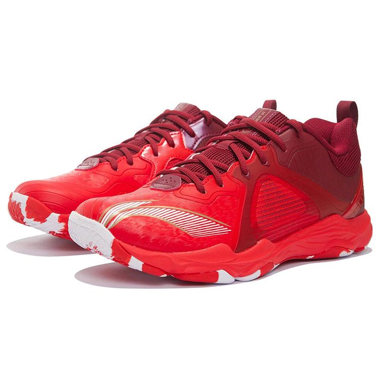 New LiNing Ranger6 LITE Cushioned Slip Resistant Abrasion Resistant Low Top Badminton Shoes Unisex Red AYTS012-2
