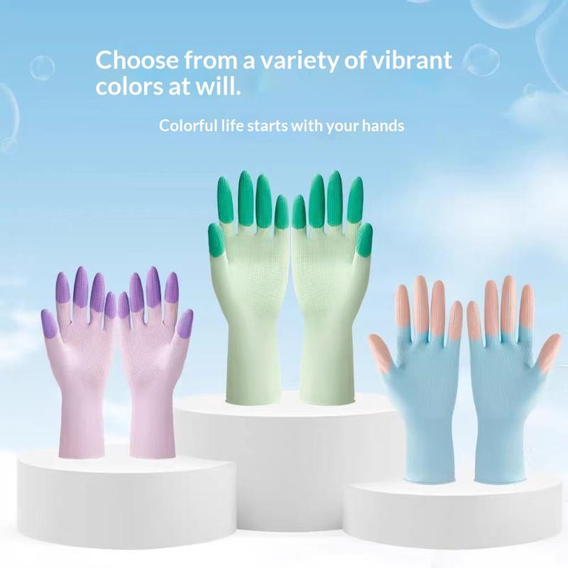 1 Pair Colorful Household Cleaning Gloves, Kitchen Dishwashing Gloves, Non-Slip Household Gloves, Suitable For Small Large Hands