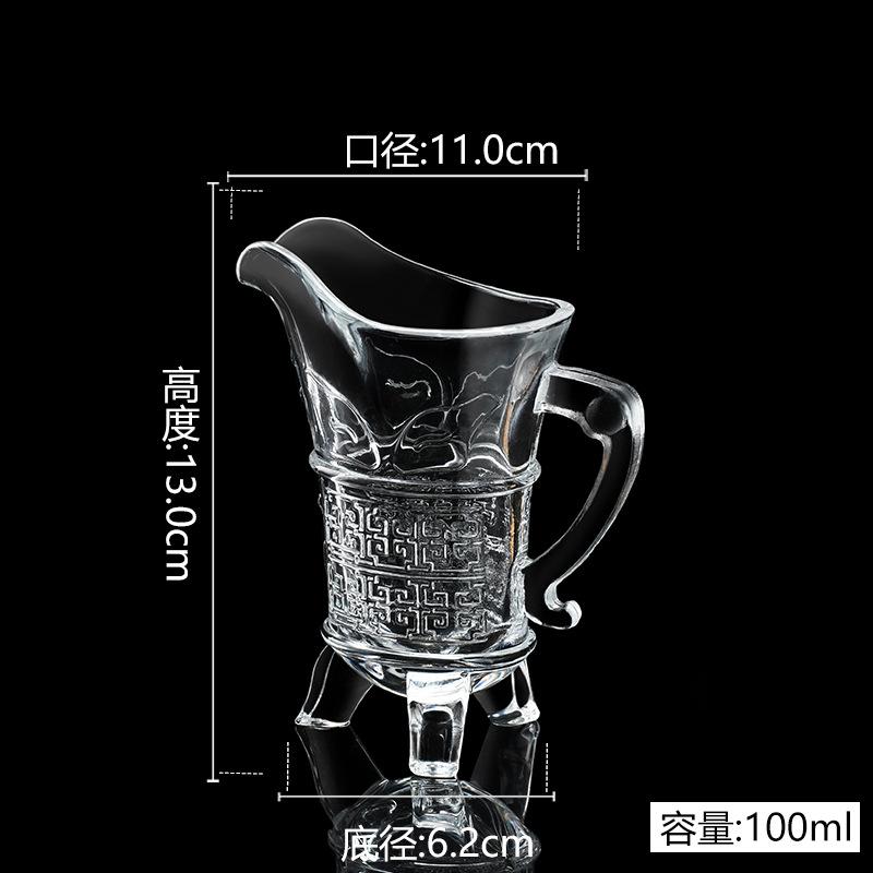 10ml-100ml Duke Pot Antique Imperial Glass Small Cup Household Creative 3- Foot Cup Chinese Korean Style Cup Tiny Wine Cup Set