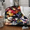 1pc Demon Slayer Flannel Throw Blanket HD Printed Lightweight Soft Warm All Season Blanket for Sofa, Bed, Travel, Camping Machine Washable