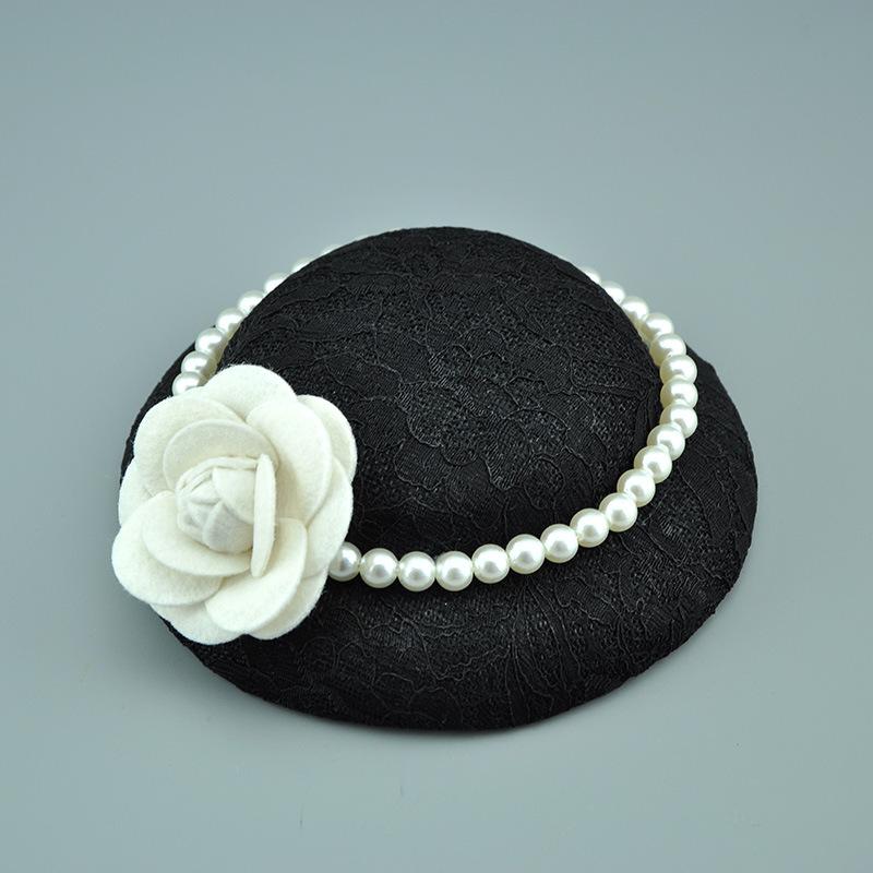 French Simple Pearl Top Hat British Celebrity Elegant Cheongsam Dinner Dress Night Shanghai Girls Catwalk Headdress