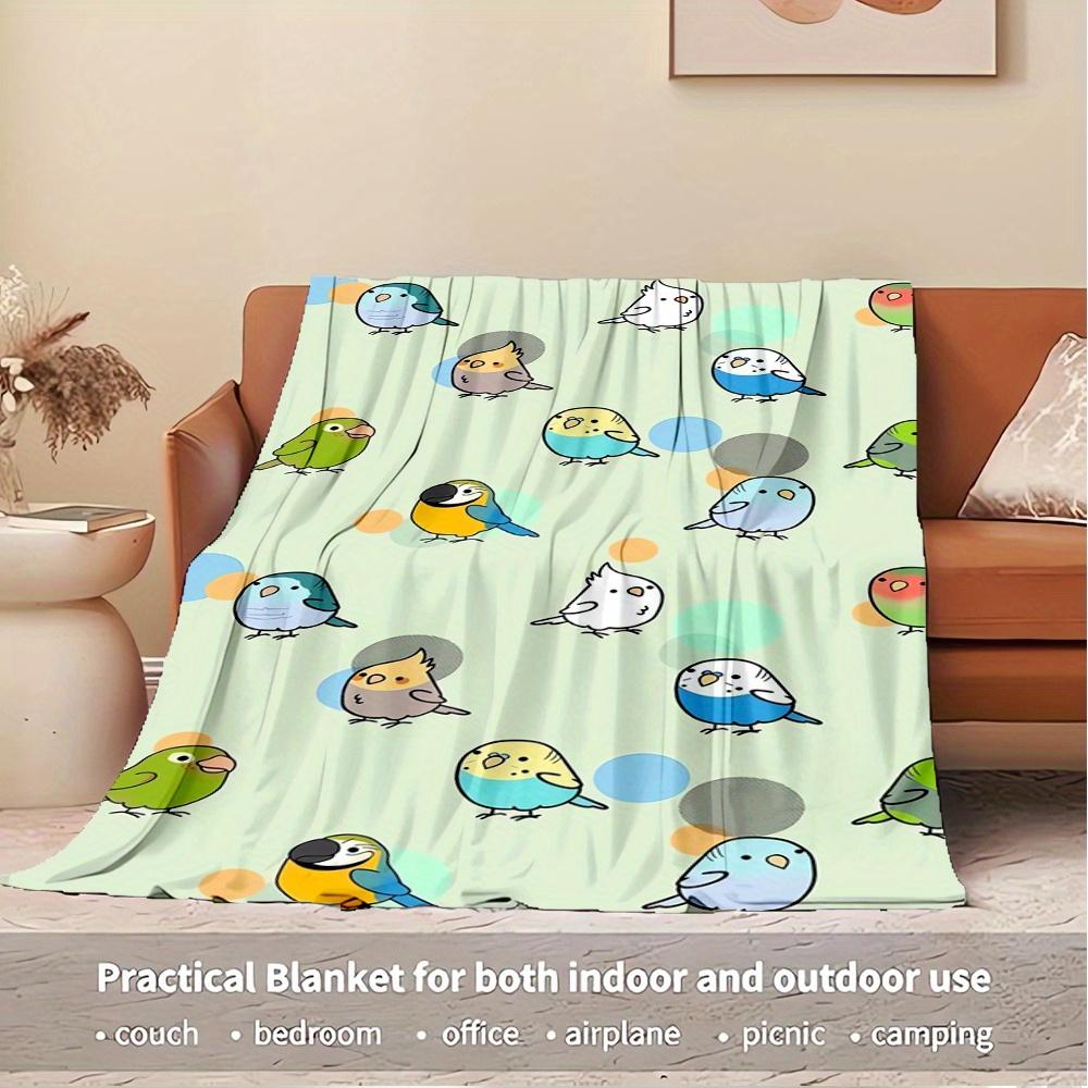 1pc Parrot,Bird,CartoonDigital Print Fleece Blanket - Contemporary Style, Suitable for All Seasons, Perfect for Home, Travel, or Camping - M