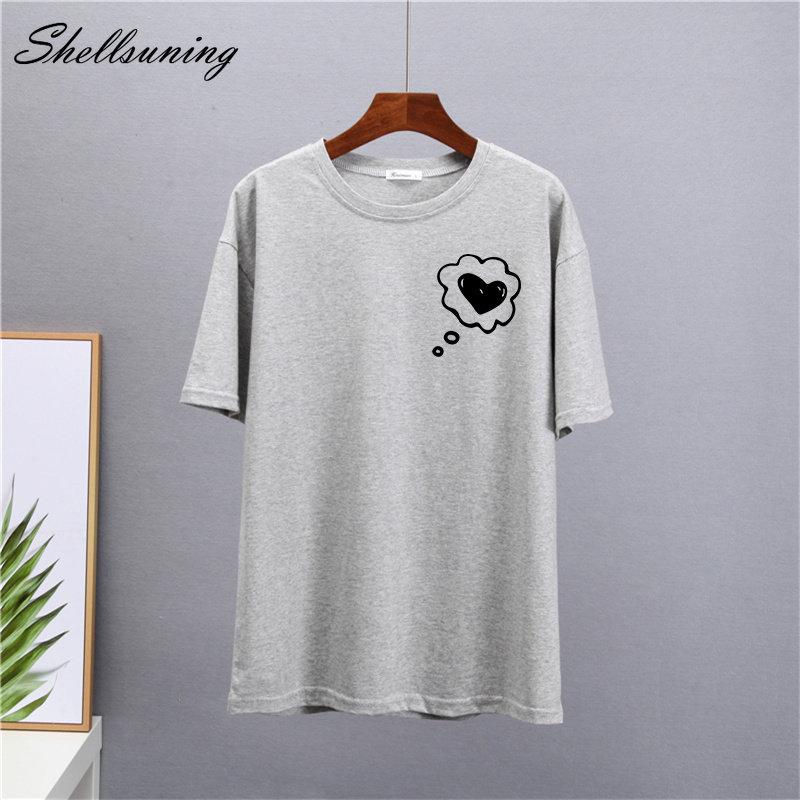 Shellsuning простые футболки с принтом в виде сердца — фото 15