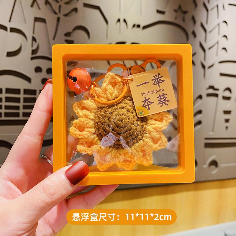 Handmade Crocheted Orange & Sunflower Keychain Set, Lucky Wish Bag Charms,Crocheted Orange & Sunflower Keychain, Lucky Wish Charms