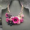 Retro Floral Acrylic Necklace With Cuban Chain For Women Summer Party Accessory