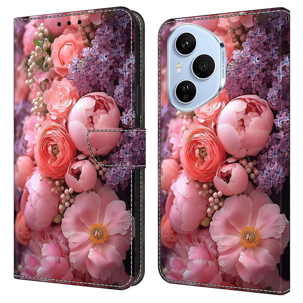 Pro Honor 400 Pro 5G (Globální) Kožené pouzdro s potiskem, peněženka, stojánek, flipový kryt na telefon