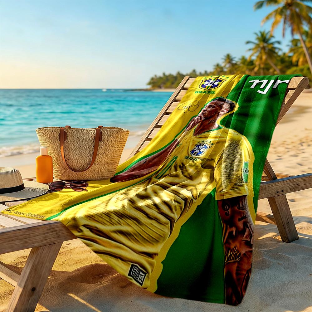 Asciugamano da Spiaggia Giocatore di Calcio Brasiliano Alta Assorbenza & Asciugatura Rapida Confortevole Leggero Perfetto per Viaggiare Yoga Campeggio e Nuoto
