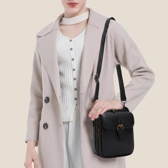 Women Messenger Bag Faux Leather Mini Crossbody Bag Retro Shoulder Bag with Adjustable Removable Strap for Travel Shopping Work