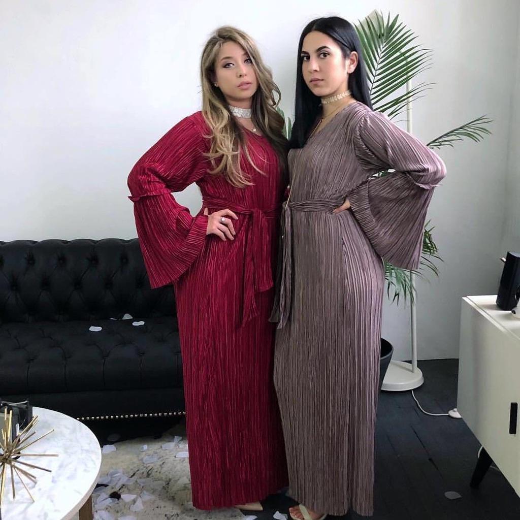 LR99 Slimming Pleated Robe Dress