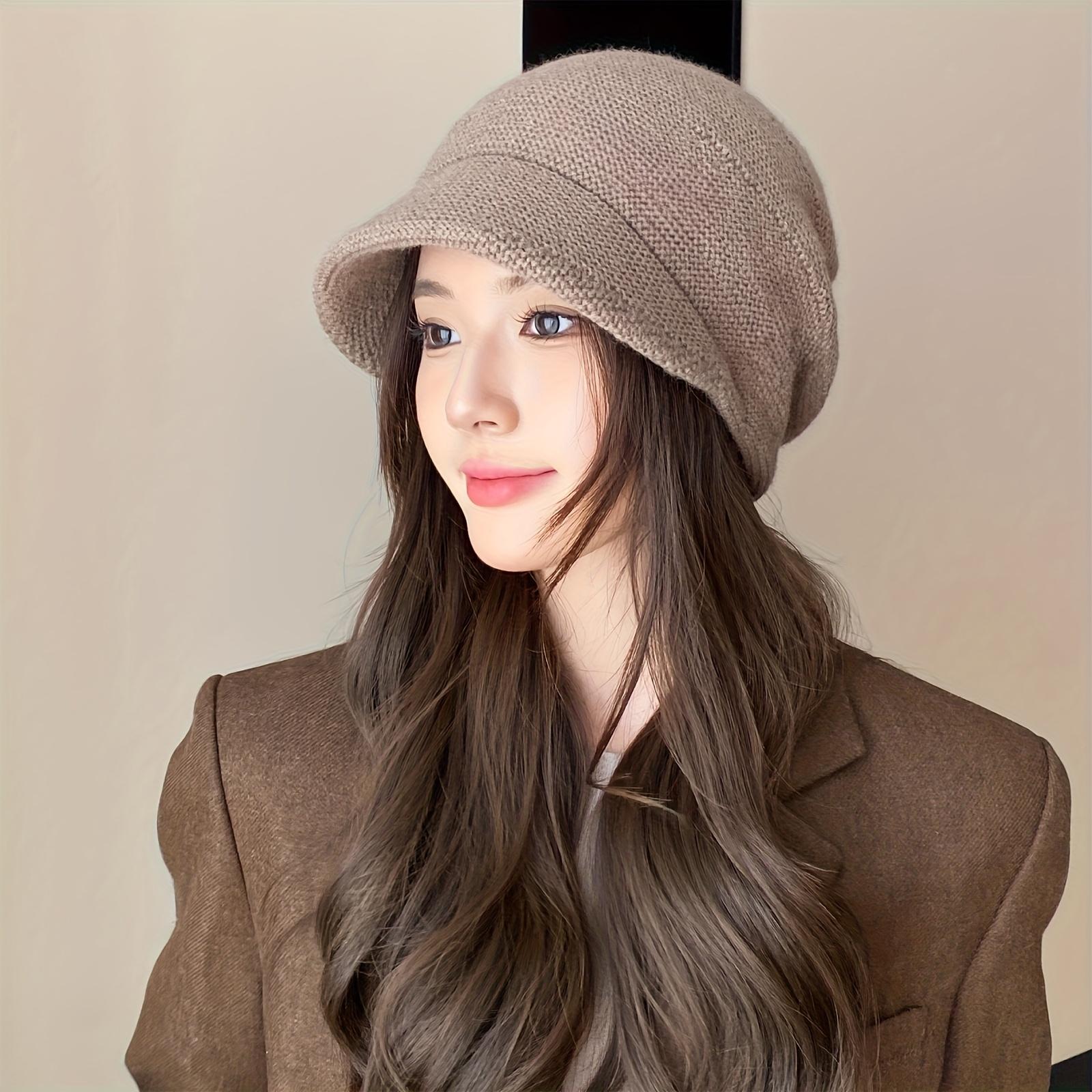

Warm Knitted Loose Beanie Hat For Women - Autumn Winter Ear Protection темно-коричневого