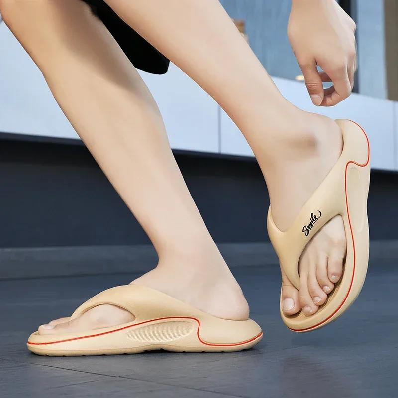 Summer Men Flip Flops Soft Sole EVA Beach Slippers for Men Outdoor Platform Casual Shoes Home Non-slip Bathroom Slides Shoes