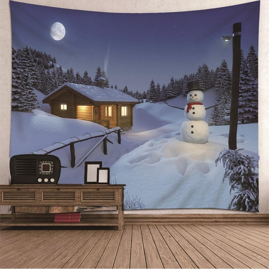 Funny Christmas Snowman Tapestry New Year Party Background Tapestry Bedroom Dormitory Wall Hanging